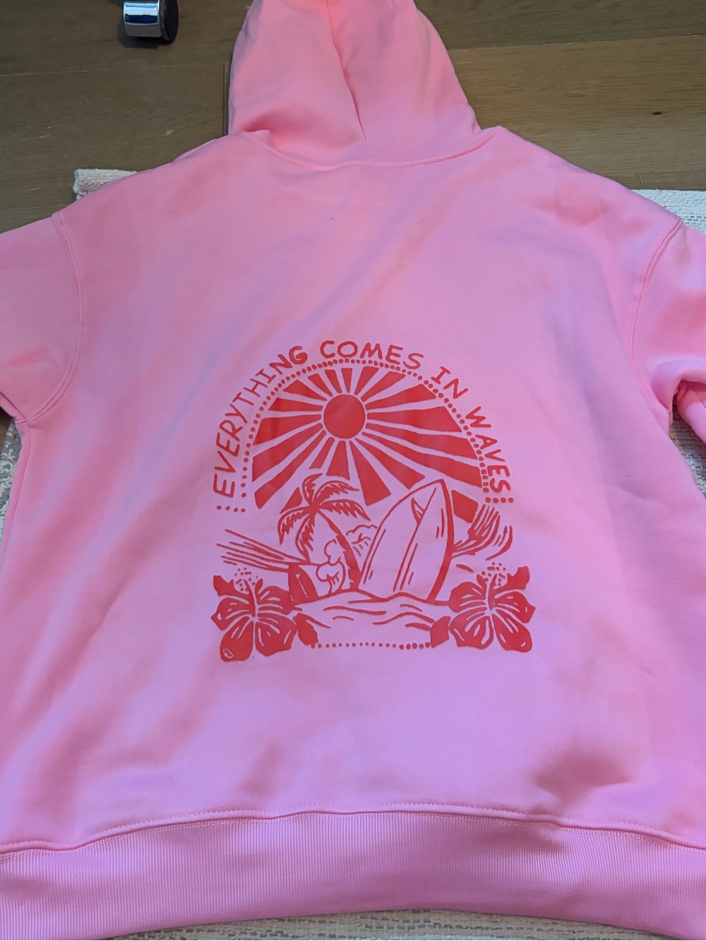 HOT PINK HOODIE WITH WAVE SURF DESIGN!